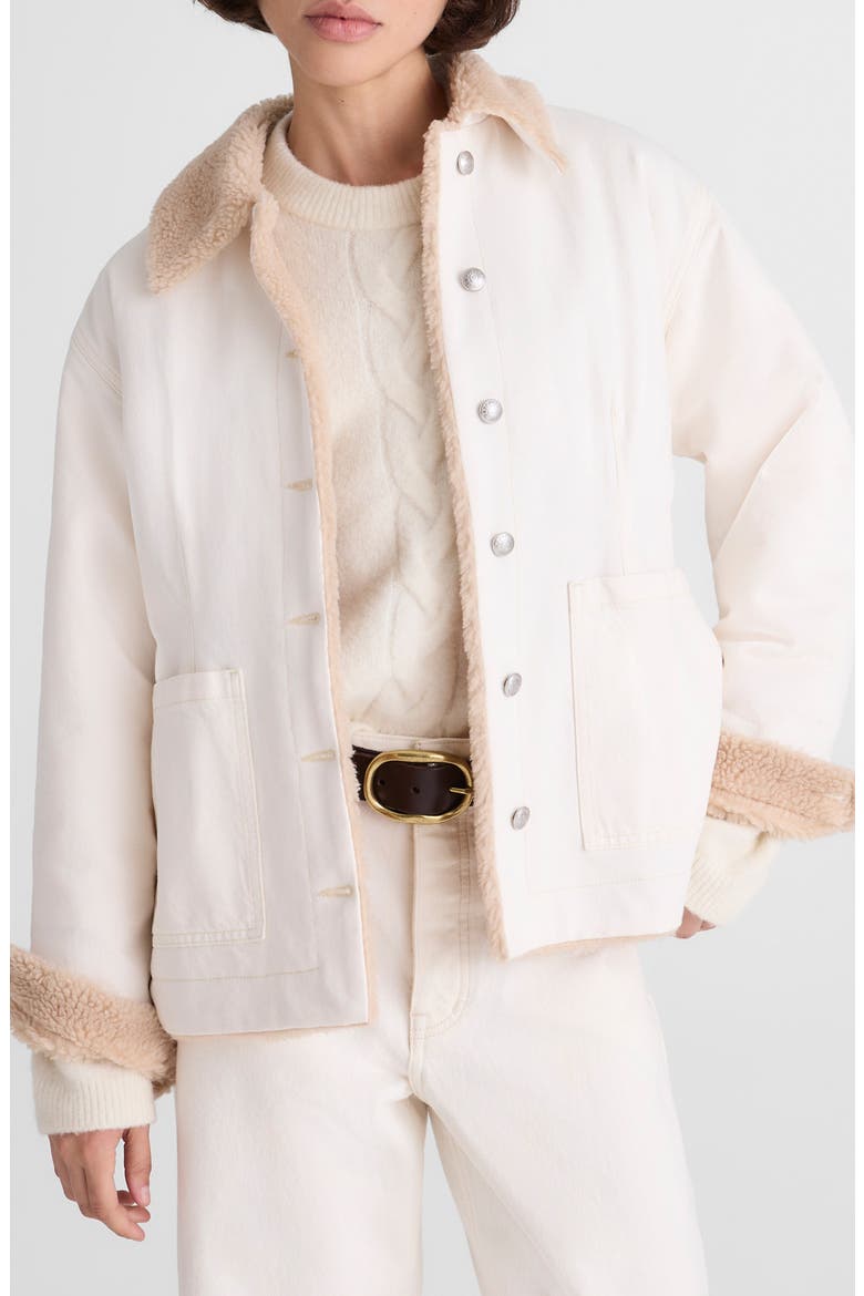 Faux Shearling Lined Denim Jacket, Main, color, VINTAGE CANVAS