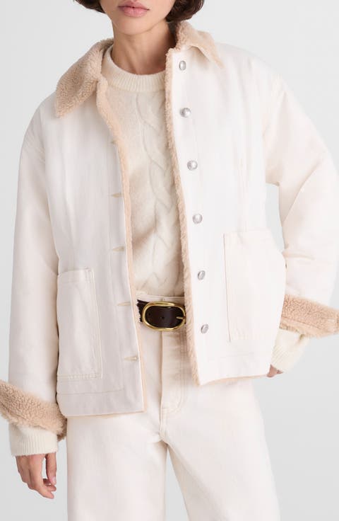 Faux Shearling Lined Denim Jacket