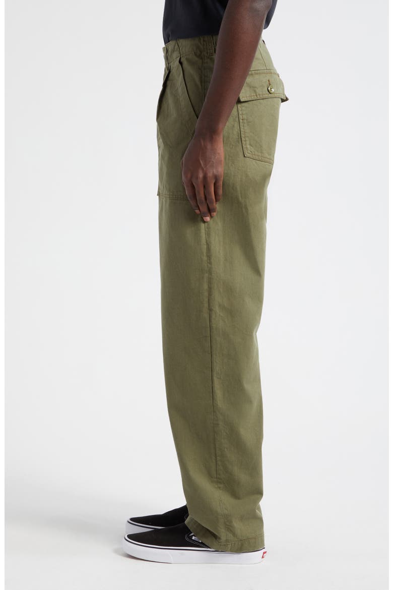 Pleated Cotton Twill Utility Pants, Alternate, color, ARMY GREEN