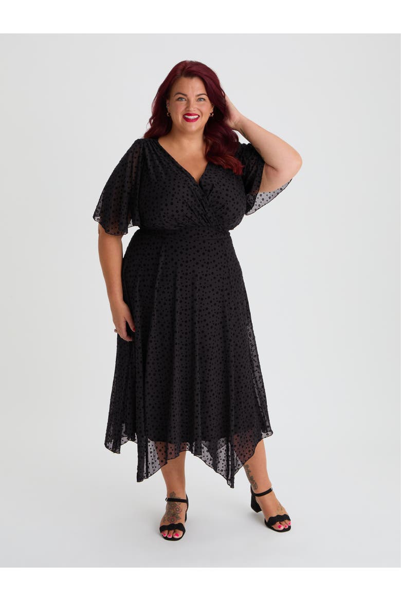 Julie Vintage Flock Dress, Main, color, Vintage Black