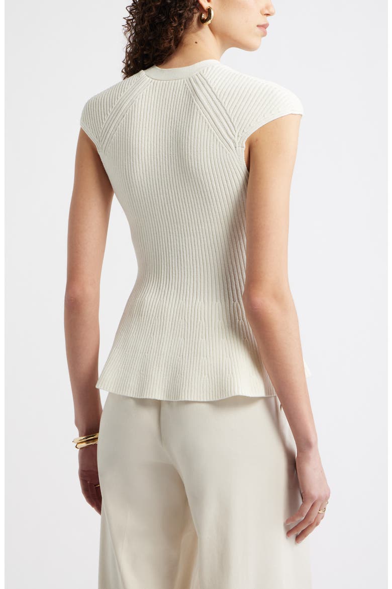 Rib Peplum Top, Alternate, color, IVORY TOFU