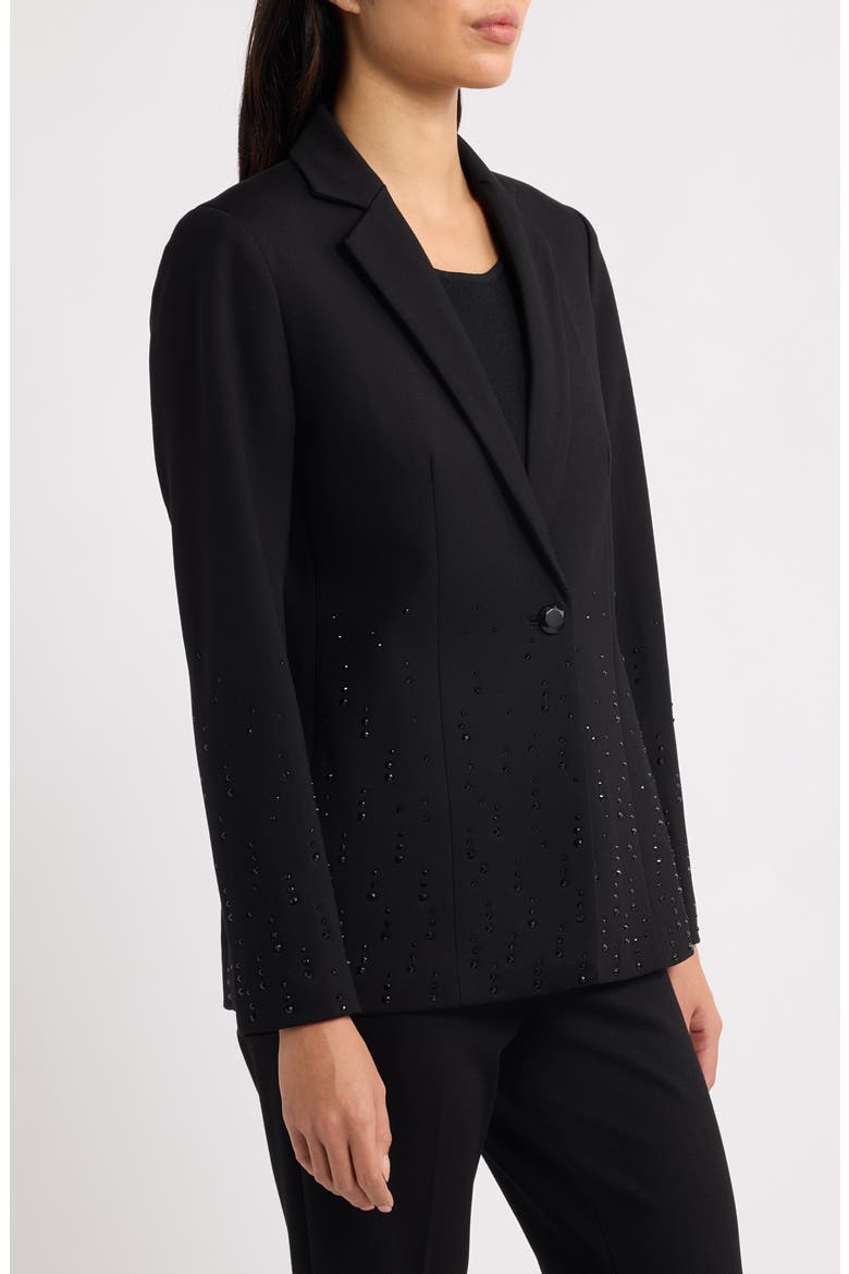 Droplet Embellished One Button Blazer, Alternate, color, ANNE BLACK