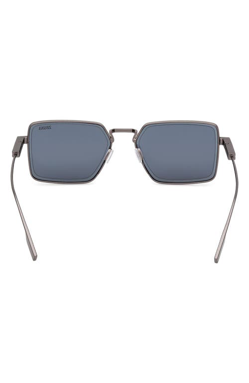 Zegna 56mm Rectangular Polarized Sunglasses In Blue