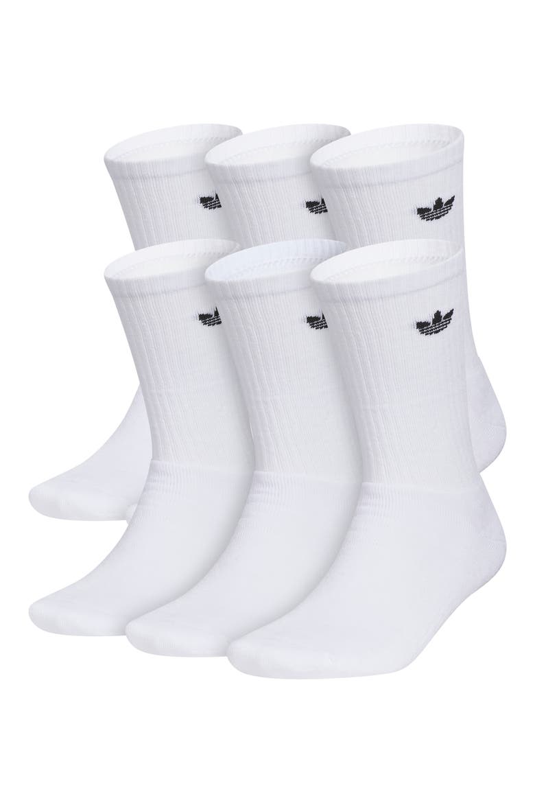 6-Pack Trefoil Performance Crew Socks, Main, color, WHITE