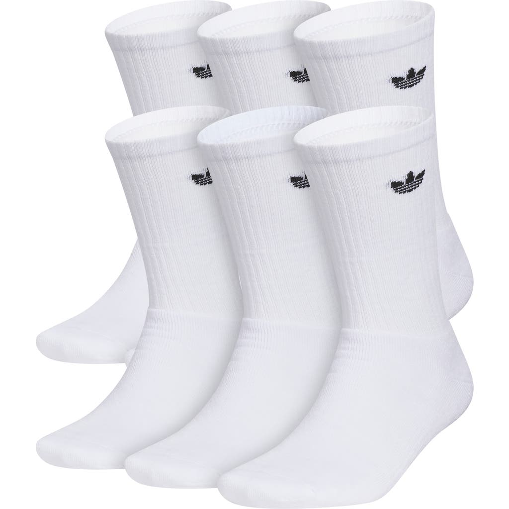 adidas 6-Pack Trefoil Performance Crew Socks in White at Nordstrom, Size Large