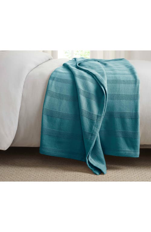 Vellux Textured Cotton Throw Blanket In Green