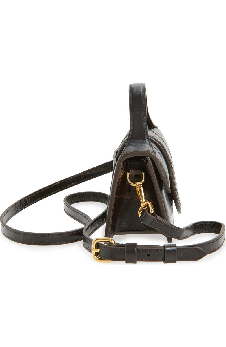 Jacquemus Le Bambino Croc-Embossed Leather Shoulder Bag, Alternate, color, Dark Brown 880