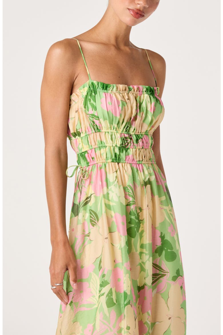 Maren Floral Print A-Line Dress, Alternate, color, GREEN FLORAL