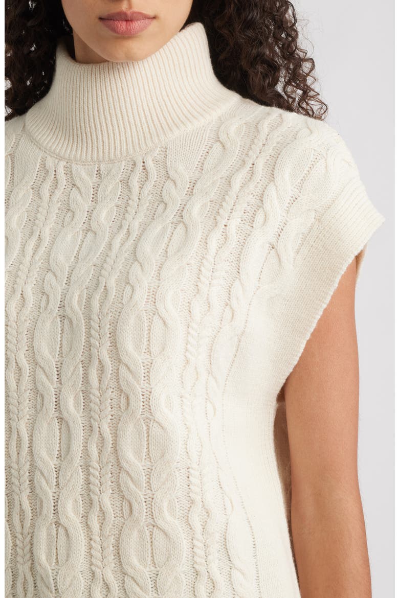 Cable Sleeveless Mock Neck Sweater, Alternate, color, SEA SALT