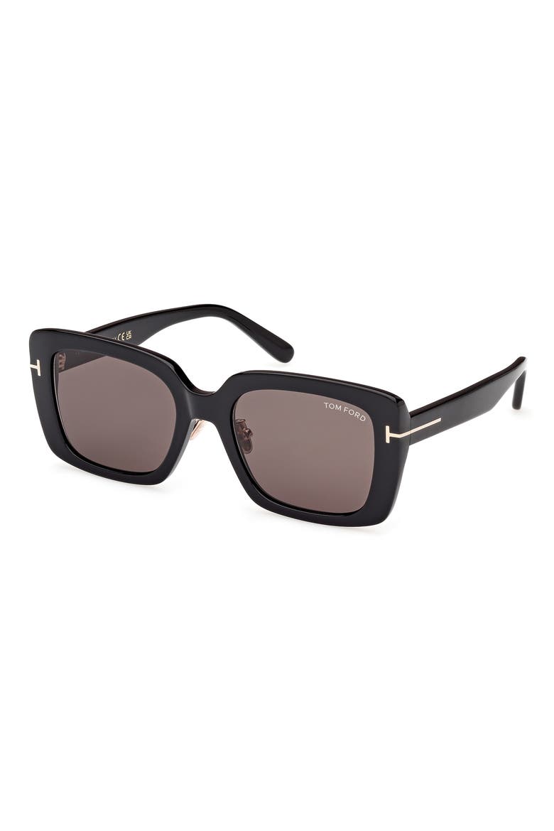54mm Square Sunglasses, Alternate, color, SHINY BLACK / SMOKE