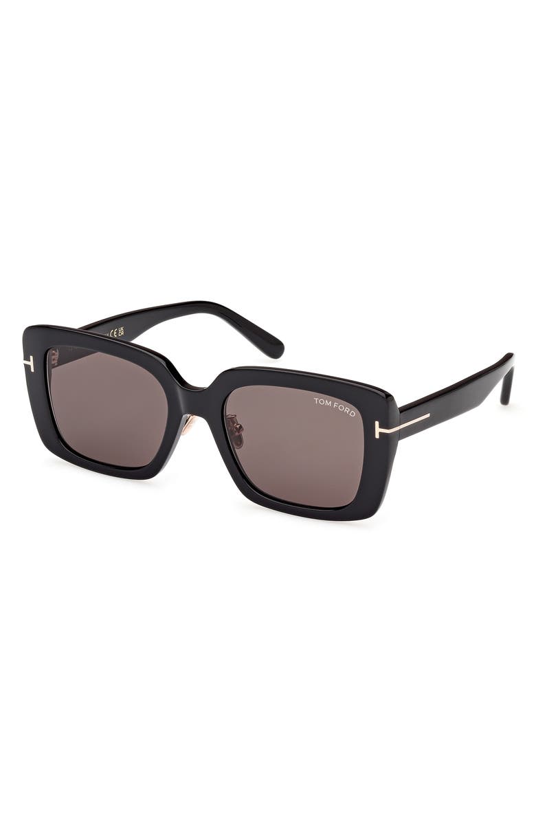 TOM FORD 54mm Square Sunglasses, Alternate, color, Shiny Black / Smoke