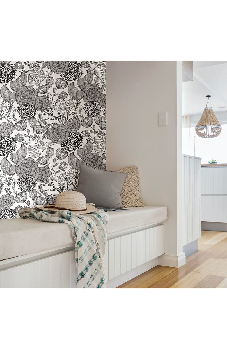 Wallpops Black Secret Garden Peel & Stick Wallpaper, Alternate, color, Black