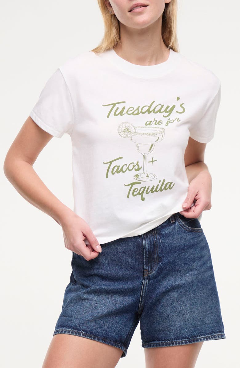 Wildfox Jaime Taco Tuesday Graphic T-Shirt, Main, color, Snow White