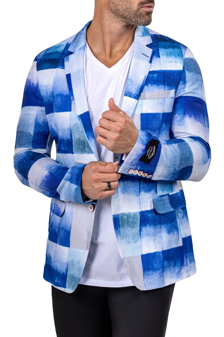 Unconstructed Marthyr021 Blue Cotton Patchwork Blazer, Alternate, color, BLUE