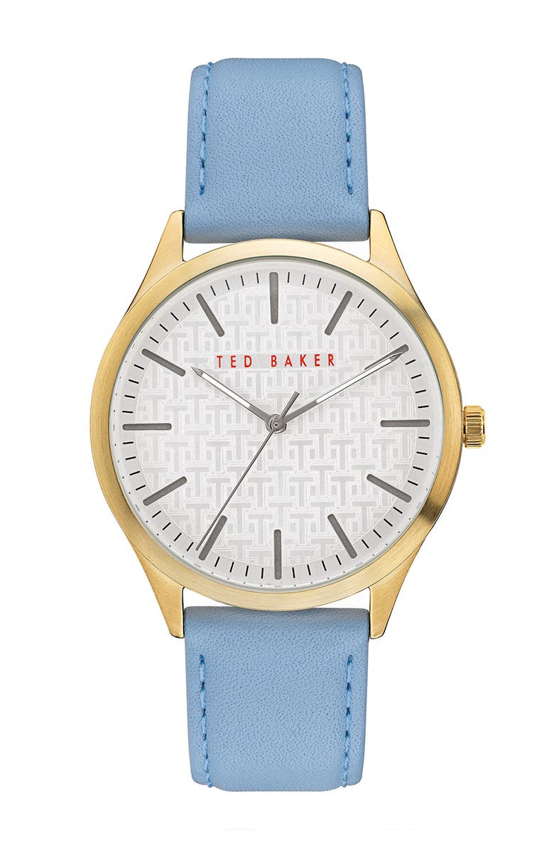 Ted Baker London Men's Manhatt Leather Strap Watch, 40mm, Main, color, 