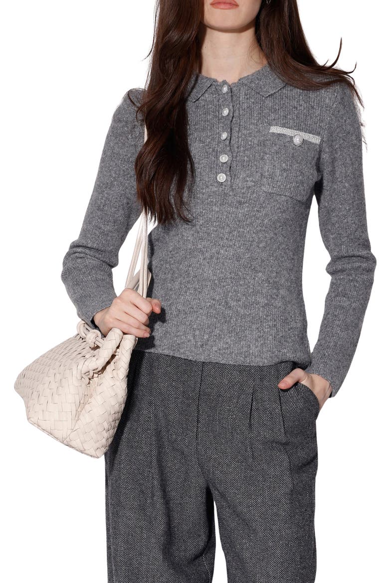 Barry Polo Sweater, Main, color, HEATHER GREY