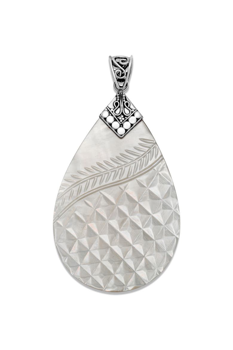 Mother-Of-Pearl Carved Pendant, Main, color, WHITE