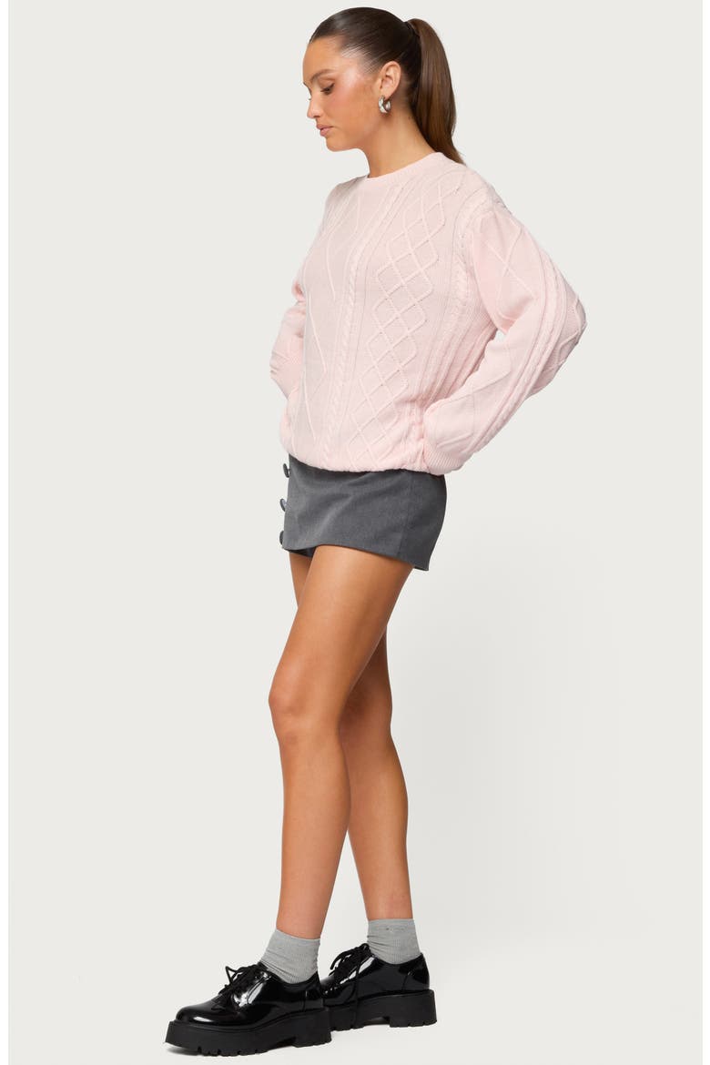 Jessy Oversize Cotton Cable Stitch Sweater, Alternate, color, LIGHT-PINK
