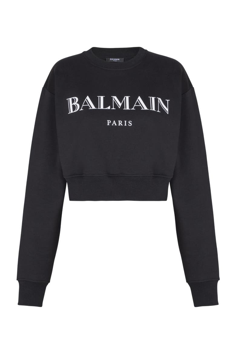 Printed Balmain Crew-Neck Sweatshirt, Alternate, color, black