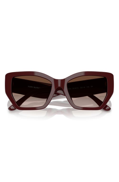 Tory Burch 53mm Irregular Sunglasses In Brown Grad
