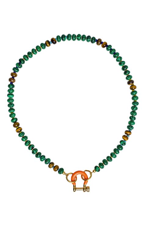 Bean Gender Inclusive Malachite Tiger Eye Necklace