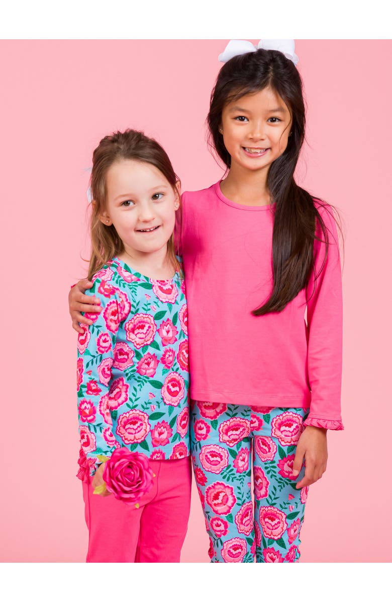 RuffleButts Knit Long Sleeve Ruffle Layering Tee, Alternate, color, Bright Blossoms