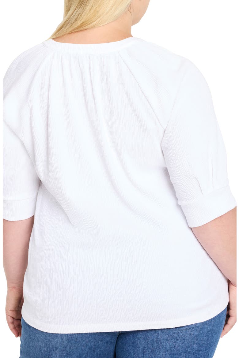 Elbow Sleeve Split Neck Top, Alternate, color, PAPER WHITE