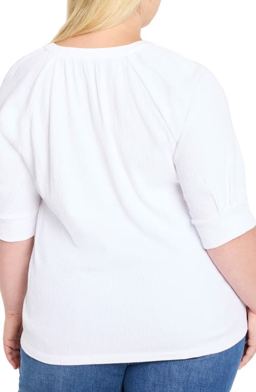 Nic + Zoe Nic+zoe Elbow Sleeve Split Neck Top In White