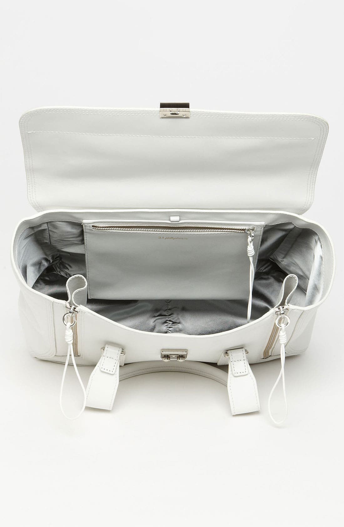 'Pashli' Leather Satchel, Alternate, color, WHITE