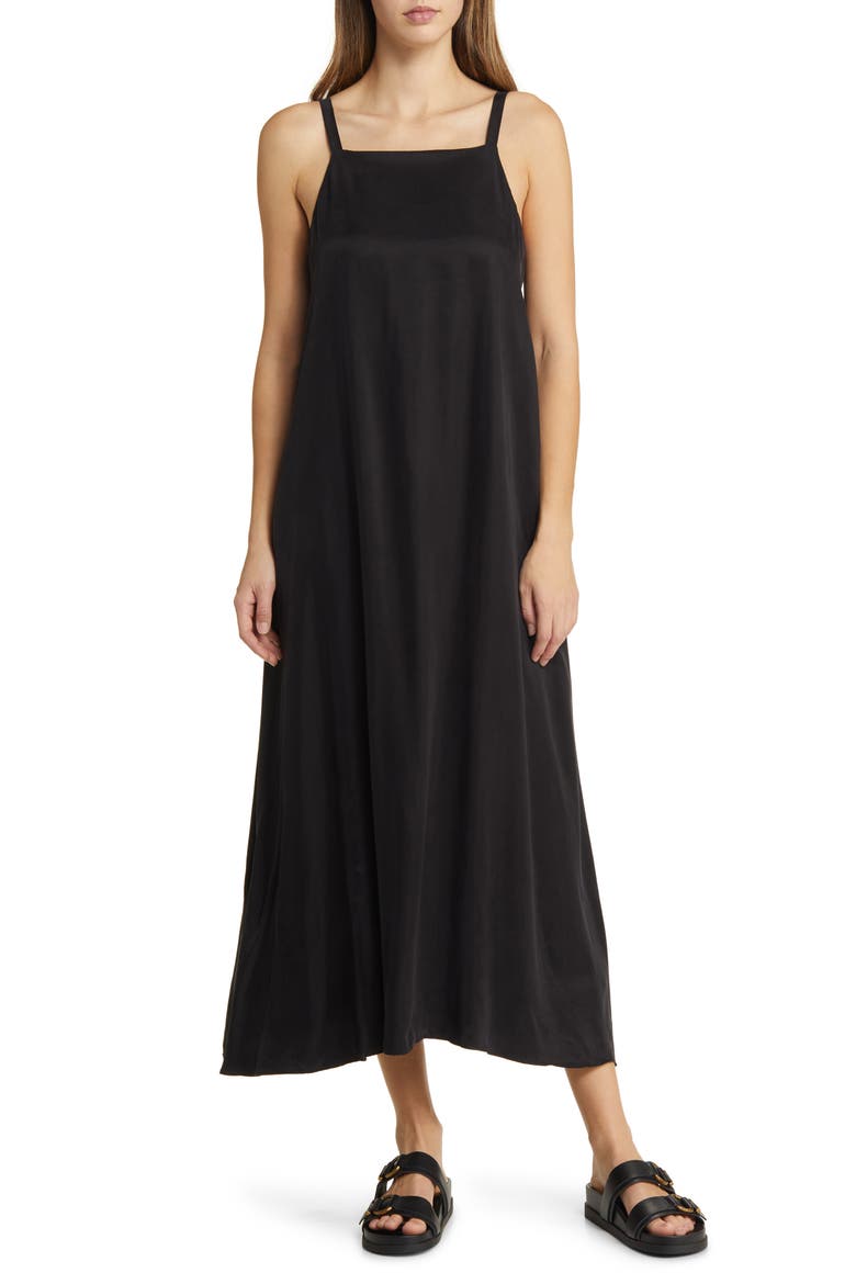 Pocket A-Line Maxi Dress, Main, color, BLACK