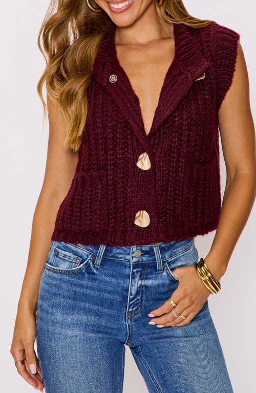 Vici Collection Daphne Hammered Button Sweater Vest In Burgundy