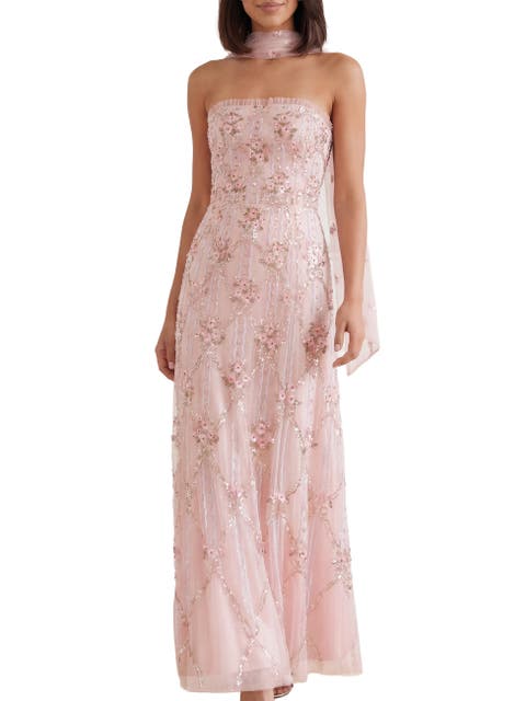 Lovers Lace Strapless Evening Gown