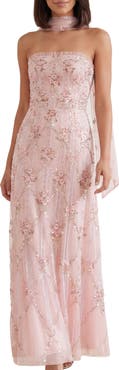 Needle & Thread Lovers Lace Strapless Evening Gown