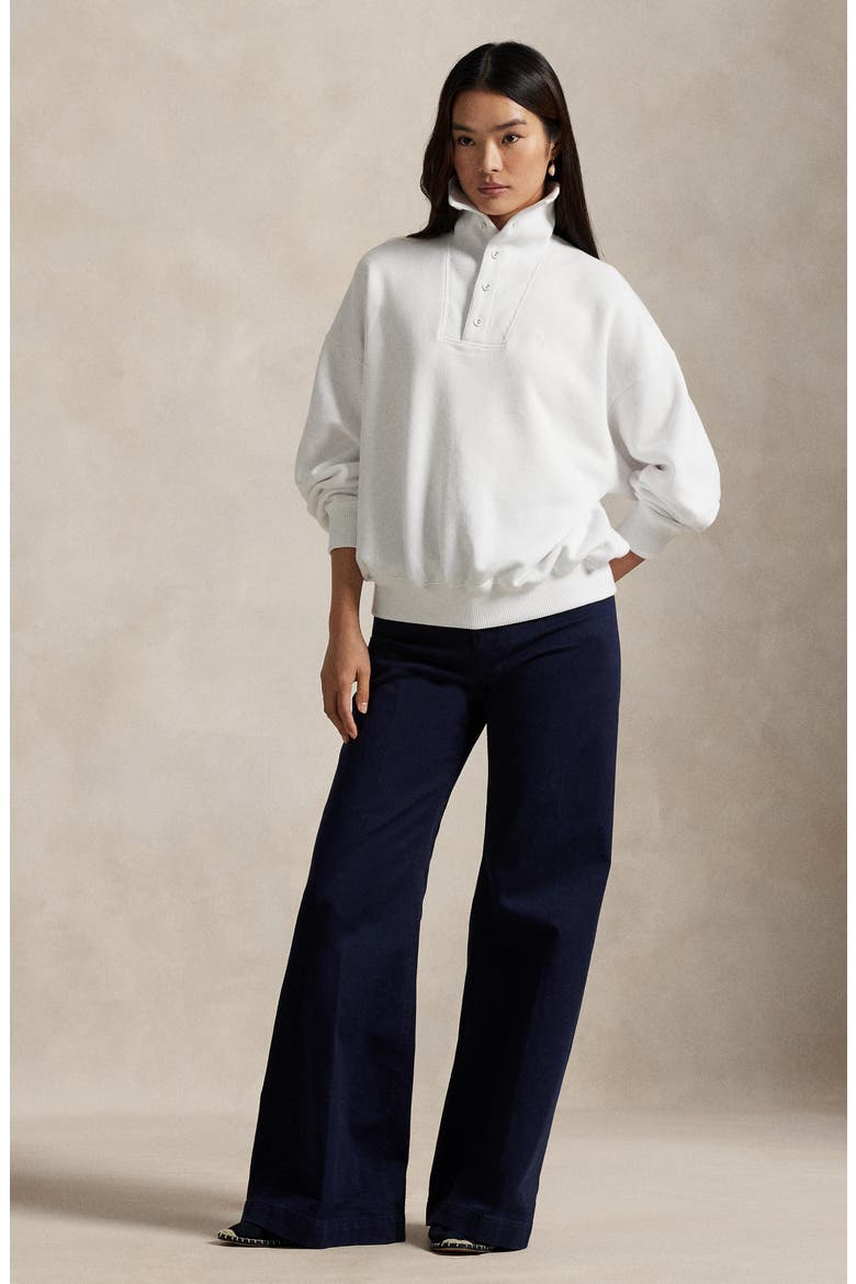 Rib Trim Mock Neck Pullover, Alternate, color, WHITE