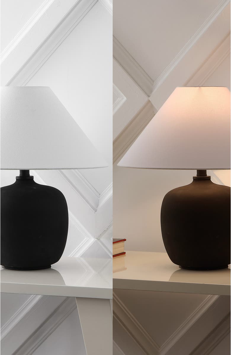 JONATHAN Y Delphi 18.25" Minimalist Scandinavian Resin/Iron LED Table Lamp, Alternate, color, Matte Black