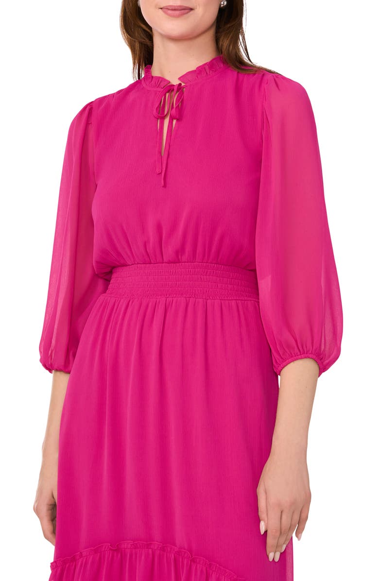 Halogen<sup>®</sup> Elbow Sleeve Maxi Dress, Alternate, color, Vivid Pink