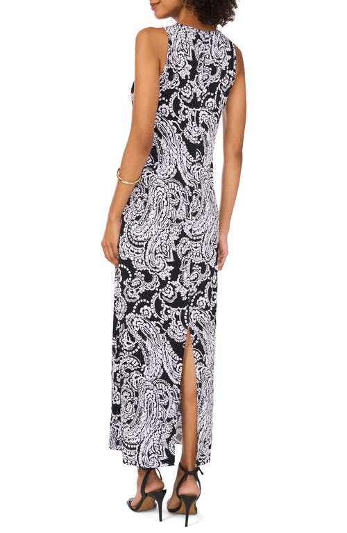 Shop Vince Camuto Paisley Sleeveless Jersey Maxi Dress In Rich Black Multi