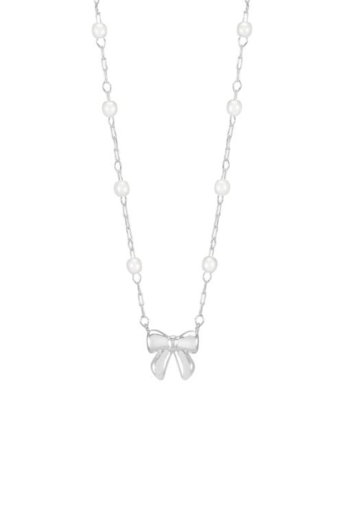 Estella Bartlett Faux Pearl & Bow Necklace In Metallic