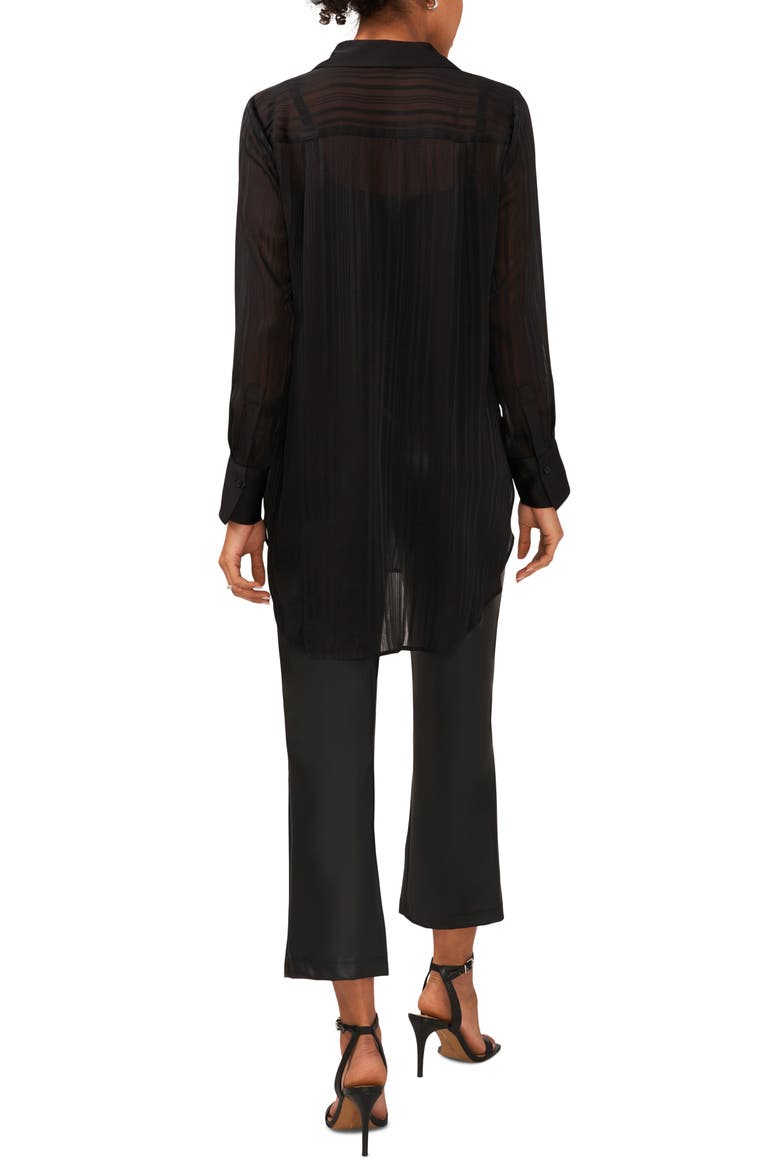 Variegated Tonal Stripe Button-Up Tunic Shirt, Alternate, color, RICH BLACK 060