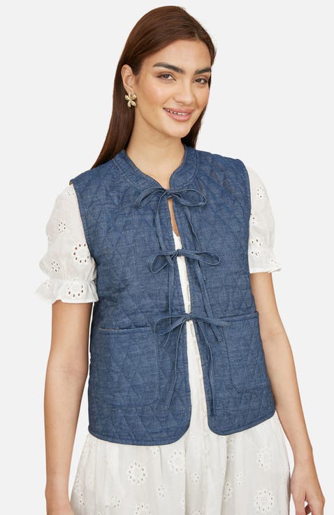 Reversible Quilted Tie-Front Waistcoat