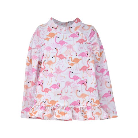 Sustainably Made UPF 50+ Girls' Ruffle Rash Guard Swim Top