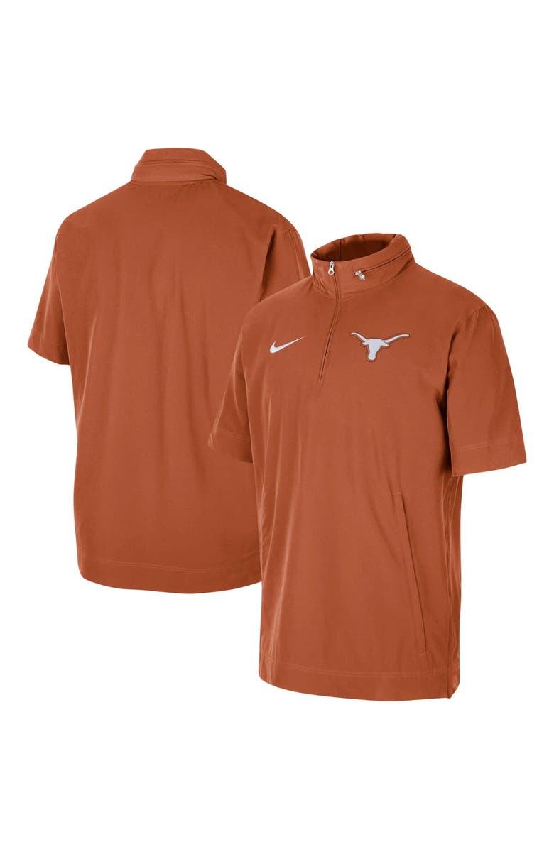 Nike Men's Nike Texas Orange Texas Longhorns Coaches Half-Zip Short Sleeve Jacket, Main, color, 