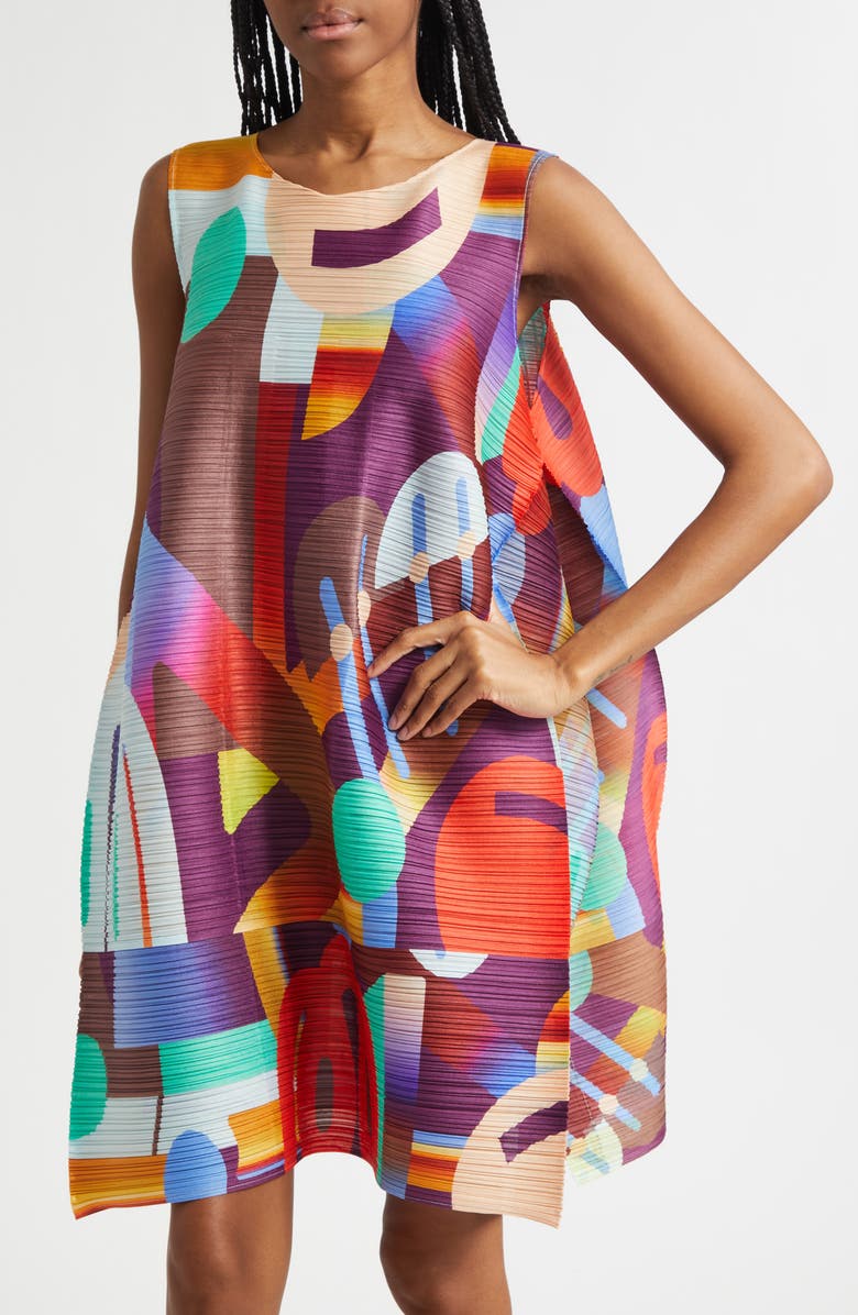 Pleats Please Issey Miyake Playground Pleated Dress, Alternate, color, Red