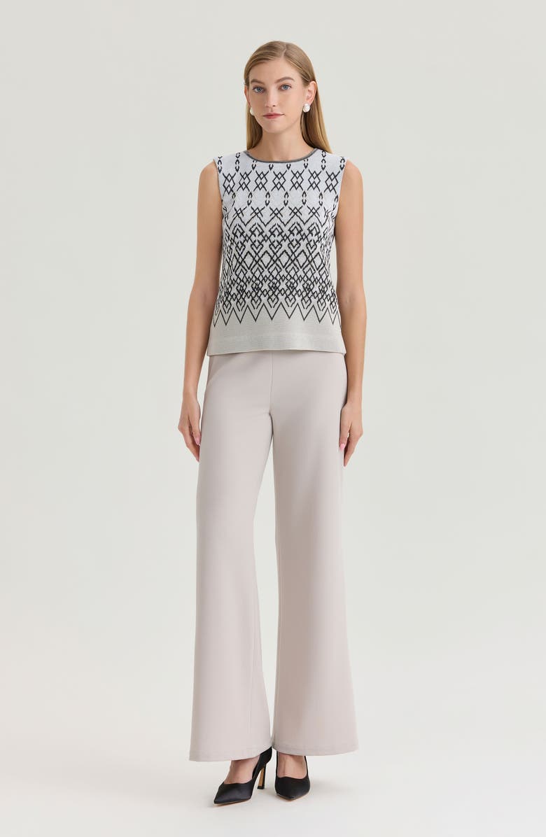 Ming Wang Diamond Jacquard Knit Tank, Alternate, color, Limestone/Black/White