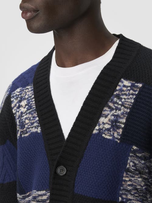 Missoni The Cardigan In Pure Wool With Flame And Zigzag Inserts In Blue