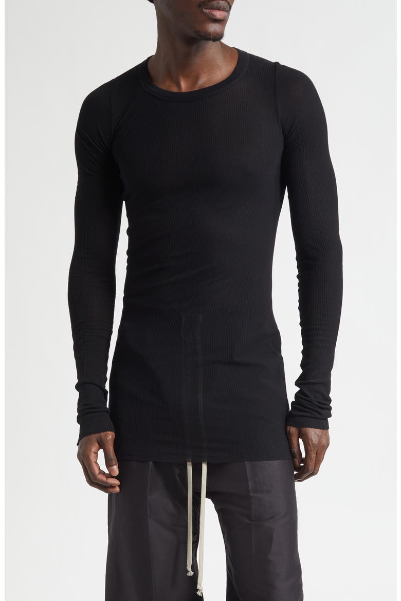Long Sleeve Rib T-Shirt, Main, color, BLACK