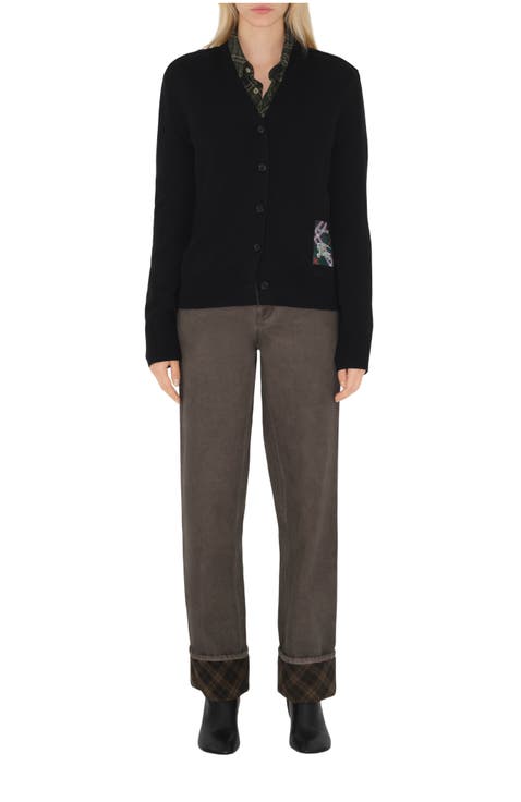 Check Label Wool Cardigan