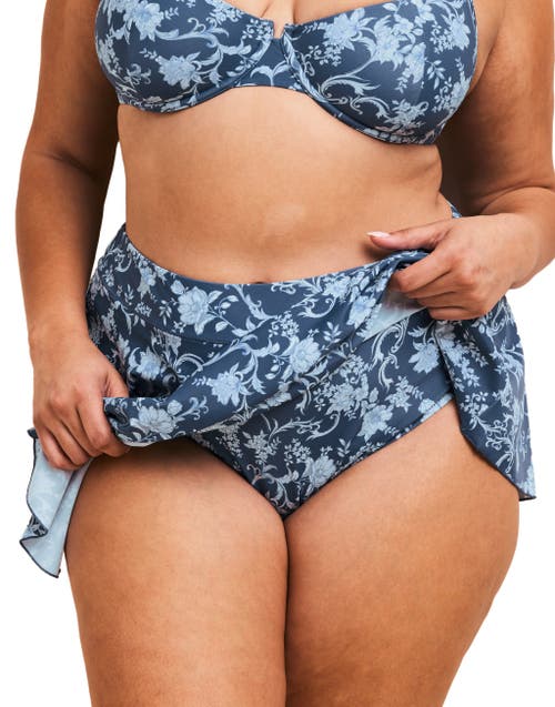 Adore Me Tricia Swimwear Swim Skort Bottom In Floral Blue