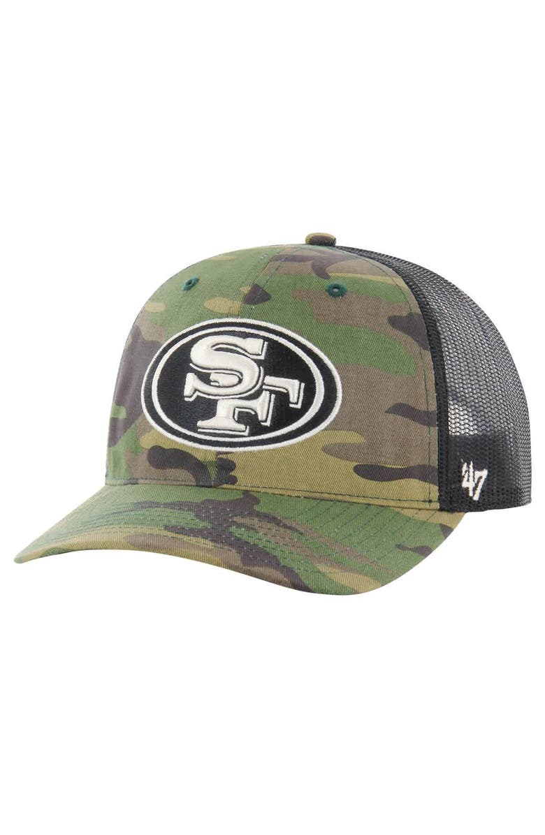 '47 Men's '47 Camo San Francisco 49ers Trucker Adjustable Hat, Main, color,