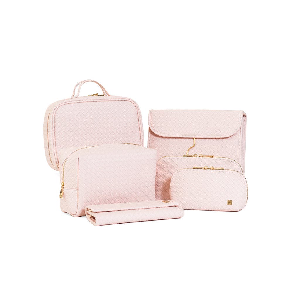 Woven Shell Cosmetic Bag, Alternate, color, Pink